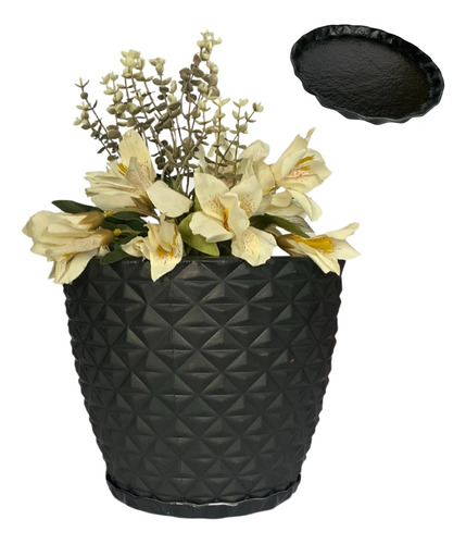 Vaso Cone Diamante Luxo Planta Decoração Casa Jardim C/prato