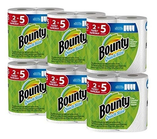 Bounty Quick-tamaño Toallas De Papel, 12 Rolls Familia, Whit