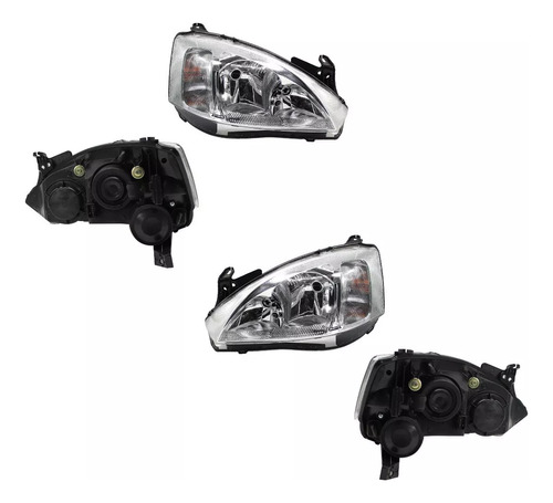 2 Faros Cromado Rayado Dfzn Corsa 2003 2004 2005 2006 2007