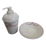 Kit Para Banheiro Em Porcelana Espanhola 2 Peças Decorativo