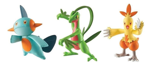 Pack De 3 Figuras Grovyle Combusken Marshtomp Pokemon Tomy