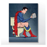 Quadro Poster Mdf Super Homem No Banheiro Cultura Pop