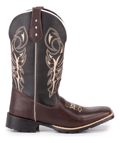 Bota Texana Masculina Country Bico Quadrado Couro Delegada