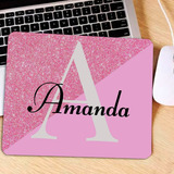 Mouse Pad Nome Personalizado Rosa Flores 23x19 Mulher Amiga