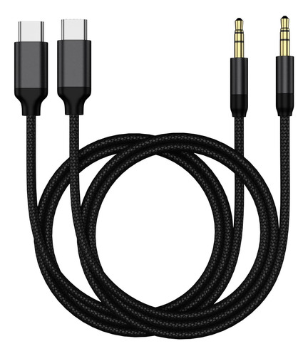 2 Adaptador Cable Auxiliar Usb Tipo C A Conector 3.5 Mm 1m