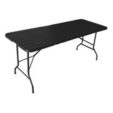 Mesa Portafolio Plegable 180cm Tipo Madera Plastico Jardin Color Negro