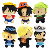 6pcs One Piece Luffy Sanji Roronoa Muñeca Peluche Juguete