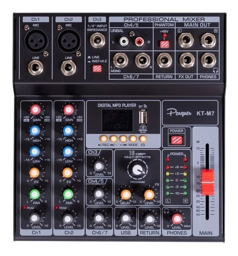 Consola Mixer 7 Canales Mezclador Karaoke Bluetooth Usb Kt-m