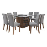 Conjunto De Mesa Com 8 Cadeiras Prato Giratório 80x136x136cm