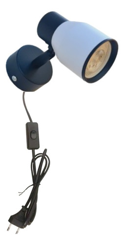 Lampara Enchufe Interruptor Blanco Y Negro + Ampolleta Led