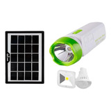 Kit Linterna Recargable 3w Portátil Liviana Con Panel Solar