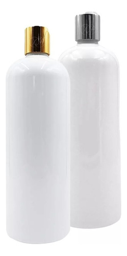 Envase Plastico Blanco 1 Litro Tapa Disctop Dorado Plata X10