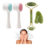 Cepillo Facial Exfolia Y Limpia + Masajeador Relajante Jade 