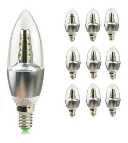 Pack 10 Ampolleta Led Vela 7w E14 Rosca Multiled Prenium Pro