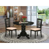 East West Furniture Shni3-blk-c - Juego De Comedor De 3 Pie.