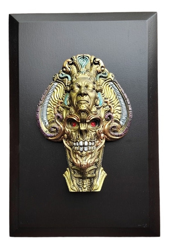 Cuadro Santa Muerte Con Penacho Azteca 30cm Modelo Num 1