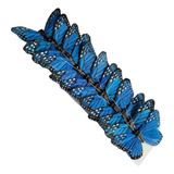 12 Mariposas Azules Decorativas De Pluma Natural, 9 Cm.
