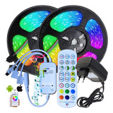 02rolos Fita Led 5050 Rgb + Controle Wifi Ip65 5050 + Fonte 