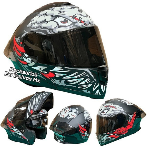 Casco Abatible Brainy Negro Mate Aleron Deflector Gp Deporti