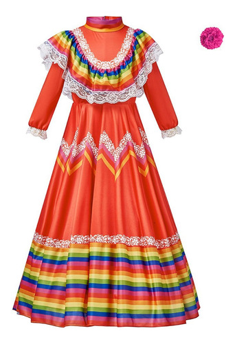 Vestido Tradicional De Jalisco Para Niñas, Estilo Mexicano