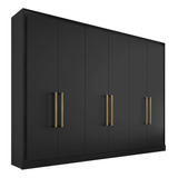 Guarda Roupa Casal Argos 6 Portas 6 Gavetas Mdf - Preto