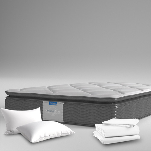 Colchón Restonic King Size Ransoft Diseño Ergonómico - Hipoalergénico - Antibacteriano Familia Pack + Sabanas + 2 Almohadas 