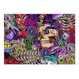 Skull Trippy Mushroom Estética Psicodélica Hippie Wall H