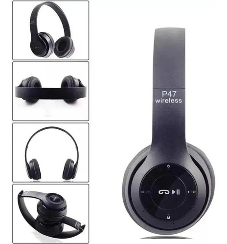 Audífonos Diadema Over-ear Bluetooth Inalámbrico P47 Negro