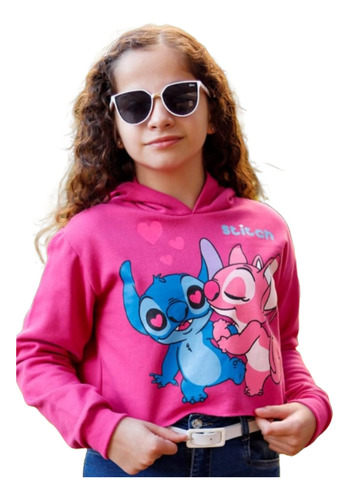 Blusa De Frio Infantil Stitch Cropped Lilo Juvenil Tendencia