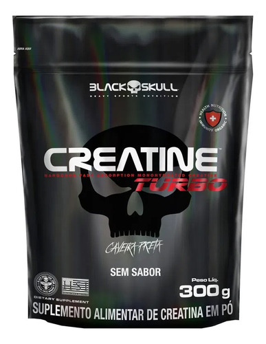 Creatina Creatine Turbo Refil 300g - Sem Sabor - Black Skull