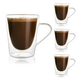 Combo X4 Taza Asa Acrilico Doble Pared Cafe Te Caja Trendy