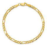 Pulsera Pulso Esclava Figaro Oro 14k Kilate 18cm 4.4mm Italy