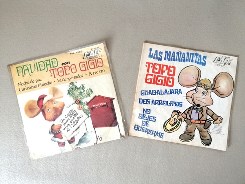 2 Discos Lp Antiguos De Topo Gigio Navidad Y Mañanitas