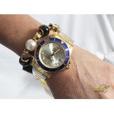 Invicta 9743 Automatico  Feminino Todo Banhado A Ouro 18k L