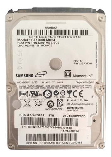 Hd Interno Sata Seagate 1tb