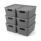 Eoenvivs Set Of 6 Plastic Storage Baskets For Organizing Con
