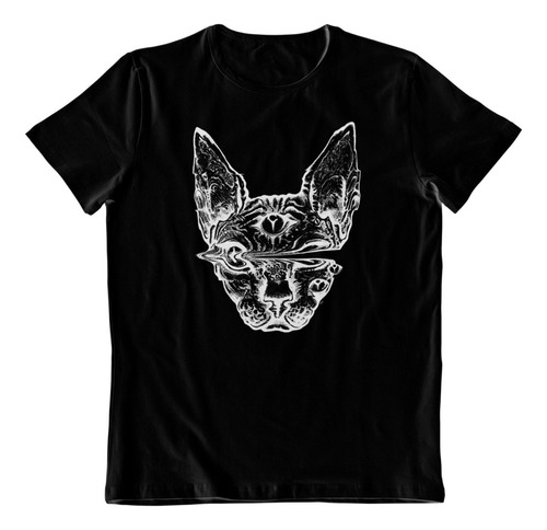 Polera Estampada - Dtf - Gato Egipcio Psicodelico