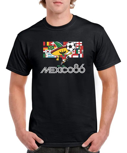 Playera - Mexico 86 Mundial Pique Mundo 1986 Banderas