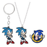 3pcs/set  Assassin Sonic Llavero Broche Collar