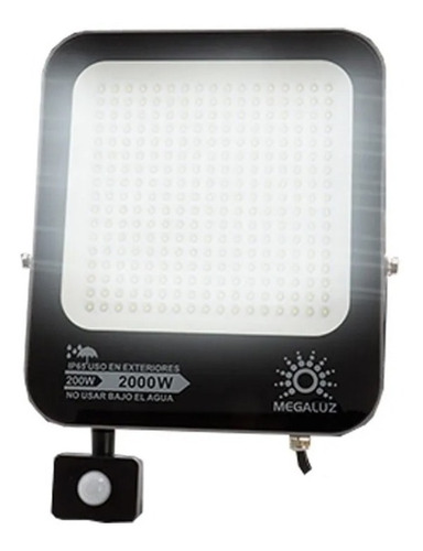 Reflector Profesional 200w Sensor Movimiento Ilumina 2000w Color De La Carcasa Gris