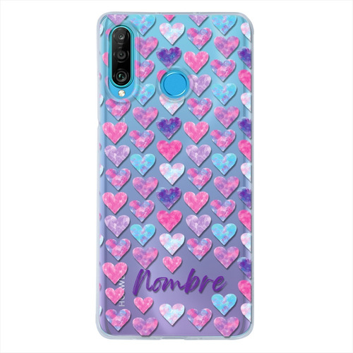 Funda Huawei Uso Rudo Corazones Personalizada Tu Nombre