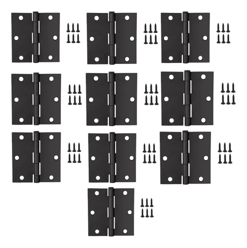 10 Pz Bisagra Madera Cuadrada Libro Negro 3x3 Phillips