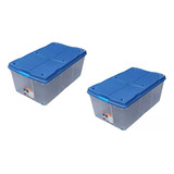 Pack 2 Cajas Organizadoras 100lts Wenco C/ Ruedas 82x48x35cm