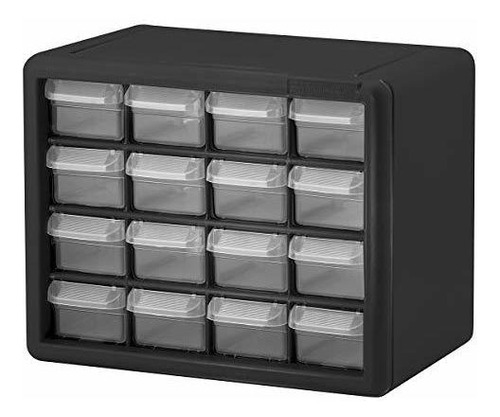 Caja Almacenaje Plástico, 16 Cajones, 10x6x8 , Negro