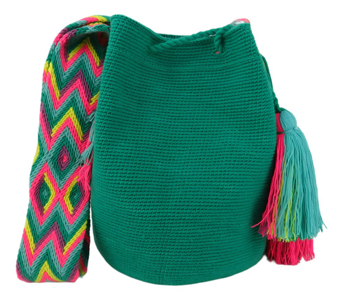 Mochila Wayuu Lisa Unicolor Verde Menta Envio Gratis