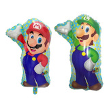 2 Globos Metalizados Mario Bros Luigi 60x44 Para Aire/helio