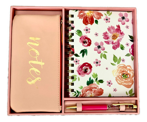 Set Regalo Mujer Libreta Estuche Y Lápiz