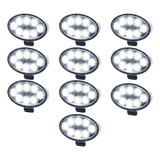 Kit 10 Farol Milha 8 Led 48w 12v/24v Oval Off-road 6000k