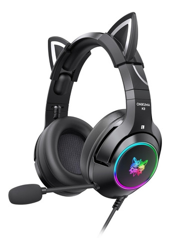 Audifonos Gaming Onikuma K9 Negro Con Orejas