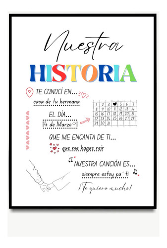 Cuadro Personalizado Historia De Amor - San Valentín - 20x30